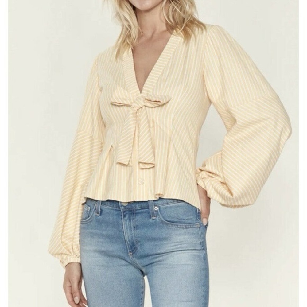 Petersyn Elinor Sum Long Sleeve Top Yellow Striped